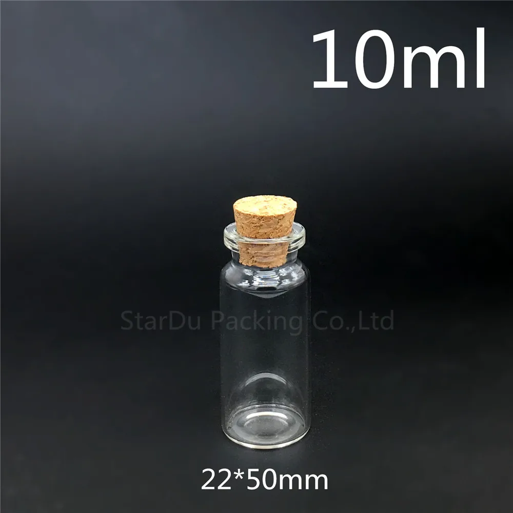 

Free Shipping 500pcs 10ml Small Cute Mini Cork Stopper Glass Bottles Vials Jars Containers 1/3oz Small Wishing Bottle With Cork