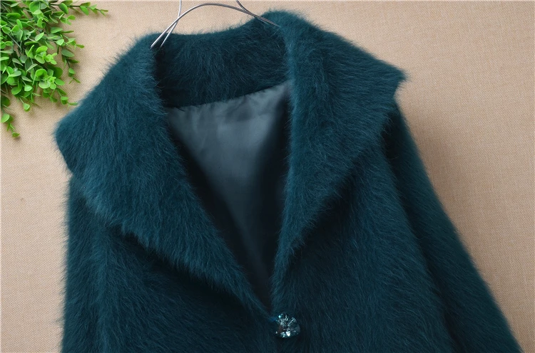 femme women winter thicken warm loose oversize turn-down collar mink cashmere cardigan angora rabbit wool knitted sweater coat |