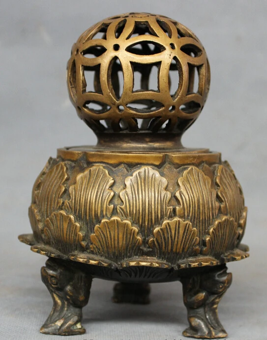 

Песня voge gem S3061 Тибетский Бронзовый буддистский в народном стиле прыжок лягушки лотоса статуя с листом Ладан курильница