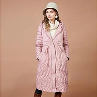 ARTKA Winter Women 90% White Down Jacket Coat Long Fashion Warm Outerwear High Quality Hooded Down Coats Parkas YK10088D - Цвет: Розовый
