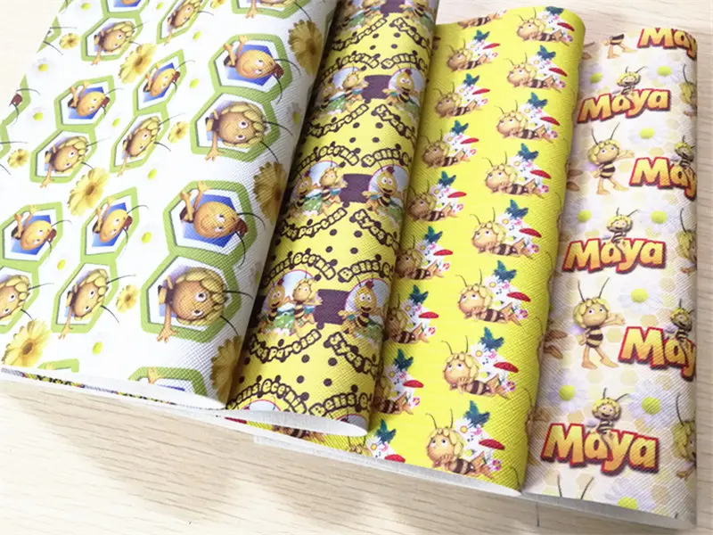 7,6*12 дюймов мультфильм печати искусственная кожа для DIY аксессуары BHY377