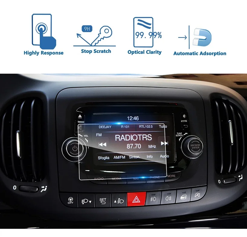 5inch Экран ruiya, защитная пленка для Fiat 500L Uconnect, Автомобильный gps навигатор, сенсорный экран, 9 H, защита экрана из закаленного стекла - Цвет: 5inch