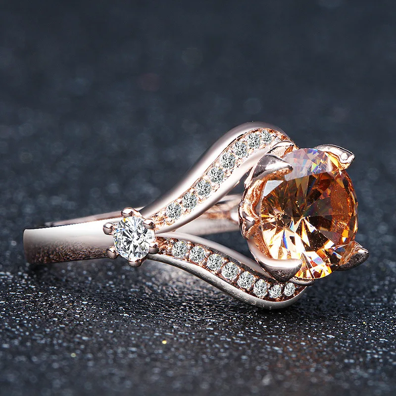 14k розовое Золотое кольцо с бриллиантом для женщин Ametrine Bizuteria pierscionki Золото Алмаз