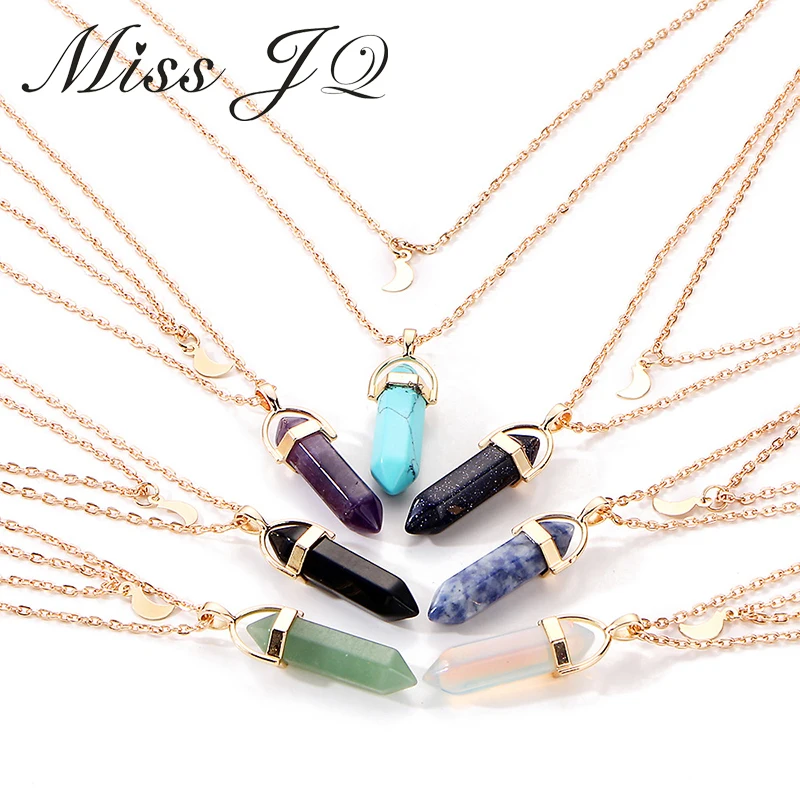 Miss JQ New Fashion 2019 Moon Choker Necklaces Vintage Quartz Stone Necklace for Women Bohemia Unicorn Jewelry colar | Украшения и