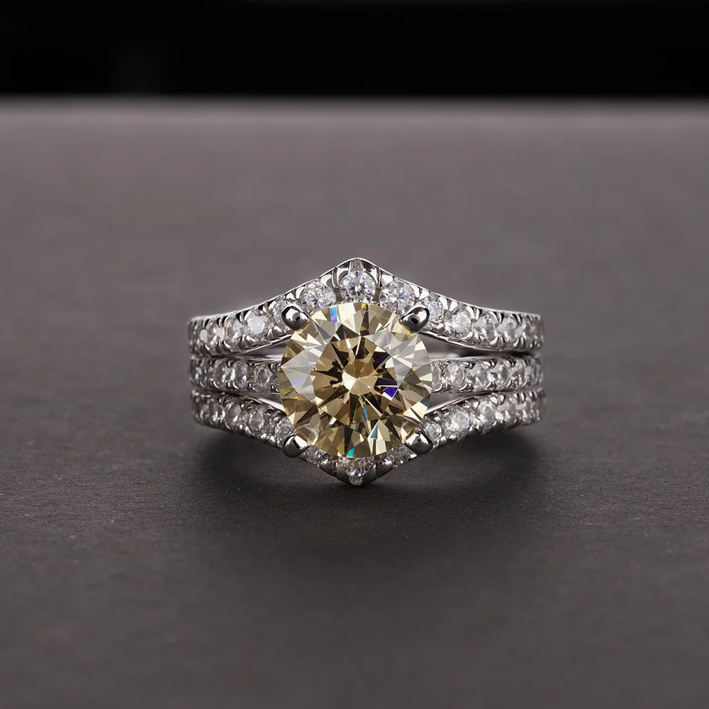 Rainbamabom 925 Стерлинговое Серебро создано Moissanite Драгоценный Камень Обручальное