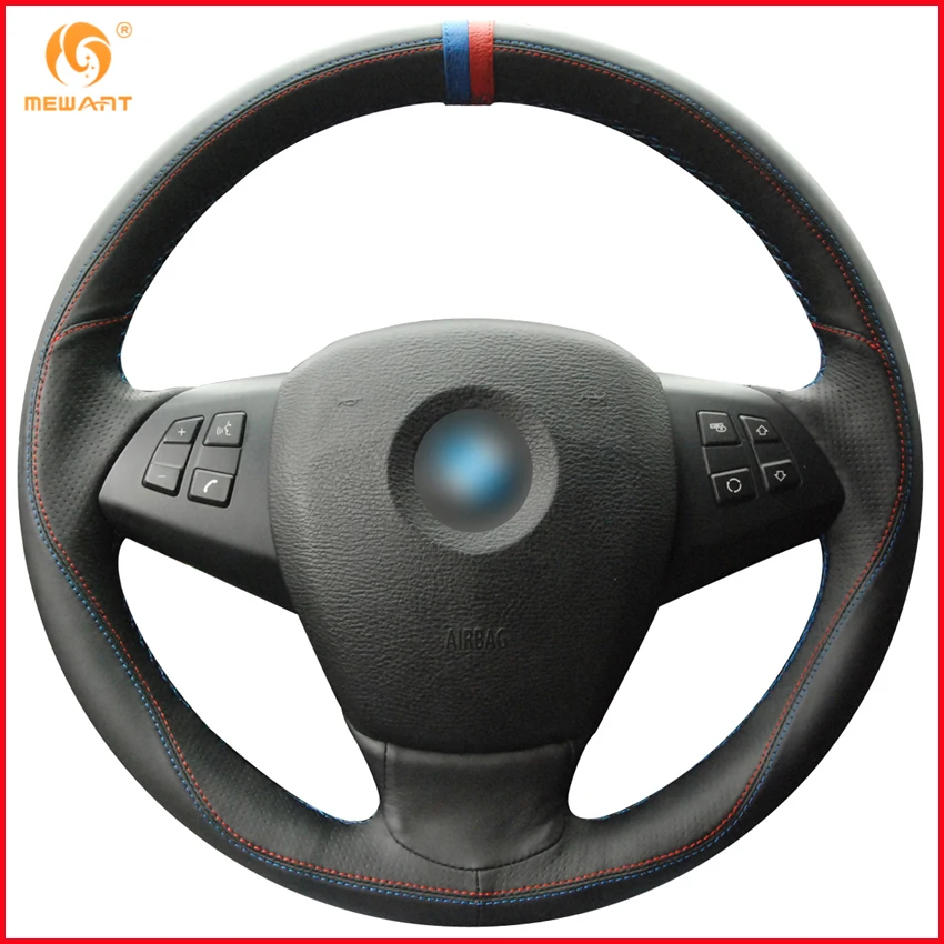 MEWANT черный кожаный чехол рулевого колеса автомобиля для BMW E70 X5 2007 2008 2009 2010 2011 2012 2013