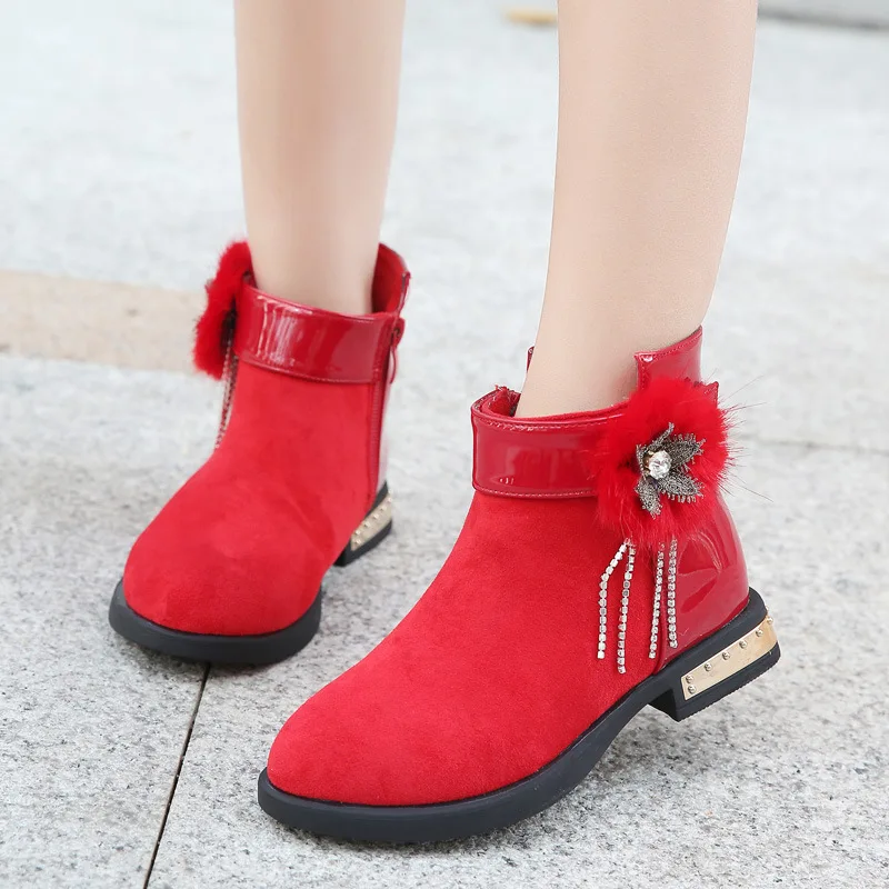 

Girl Winter Boots for Children Kids Snow Boots Warm Students Teenagers Women Fashion Shoes Shopping Red Black Brown Size 26-37