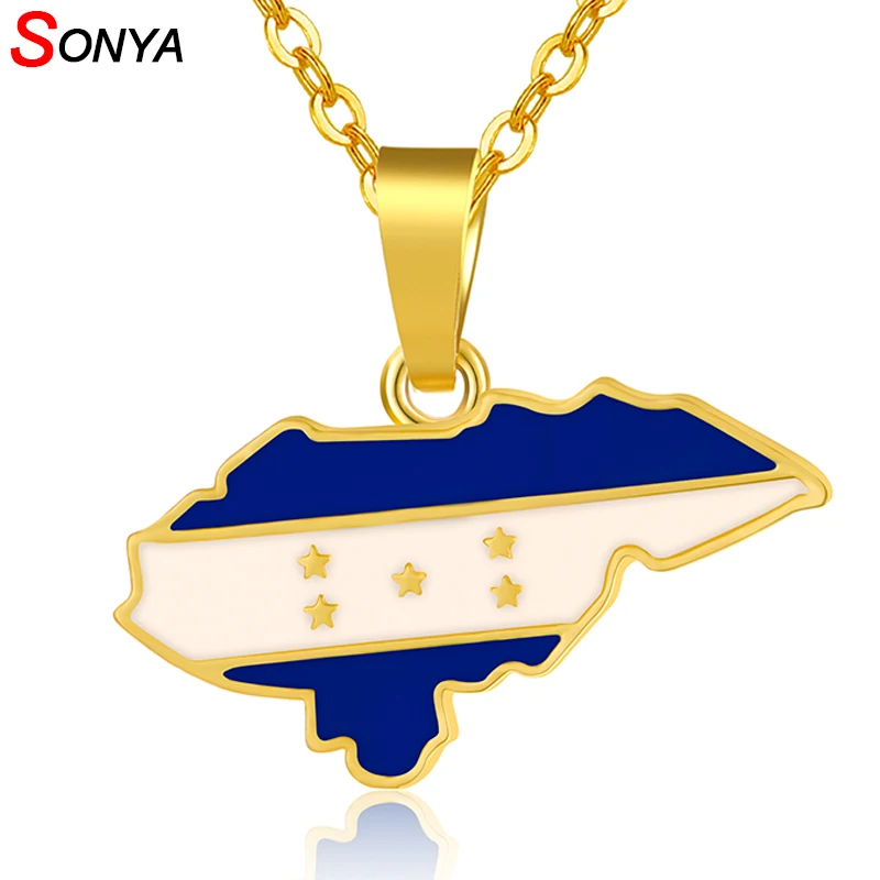 SONYA Новая карта и кулон в форме флага ожерелья для женщин/мужчин золотого цвета гондюс страна ювелирные изделия патриотические подарки