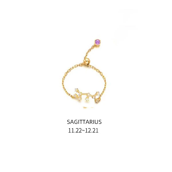 Modian Twelve Constellations Finger Ring 925 Sterling Silver Female Pisces Cancer Aries Leo Rings For Women Charm Jewelry - Цвет основного камня: SAGITTARIUS
