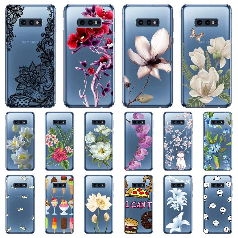 Чехол для samsung galaxy S10 lite силиконовый чехол с черным цветком мягкая задняя крышка