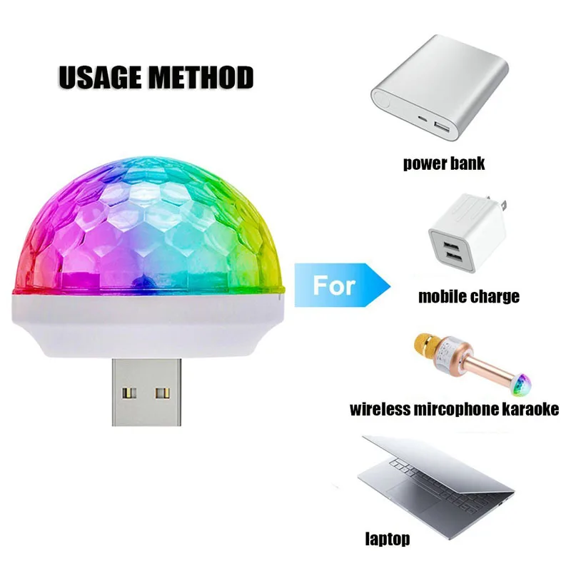 2 шт. мини USB сценический DJ светильник лампа диско шар стробоскоп Светодиодная для