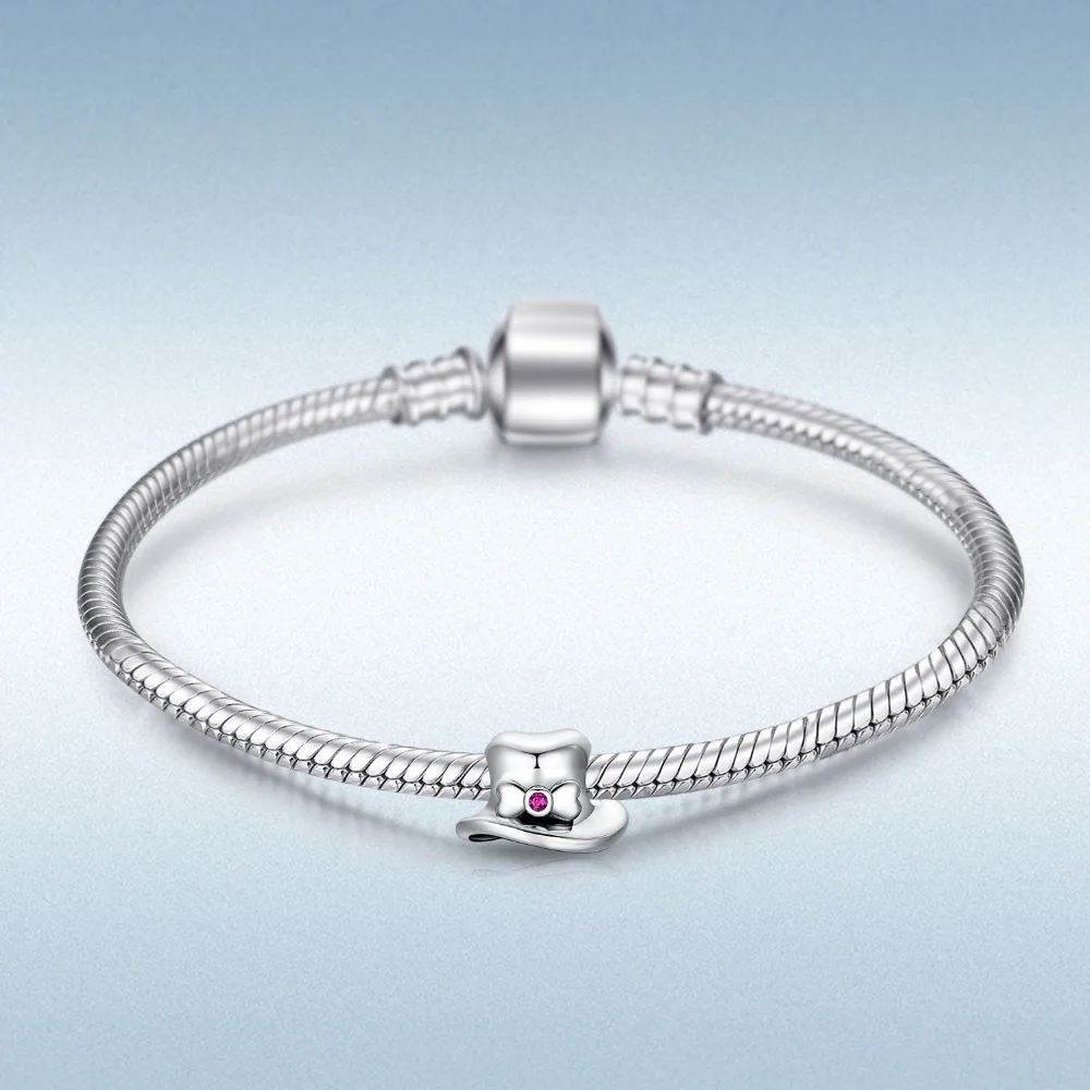 JewelryPalace 925 пробы серебро Top Hat Лук СОЗДАН Ruby Шарм бисер Fit Браслеты Новая горячая Распродажа для Для женщин как Baetuiful подарки