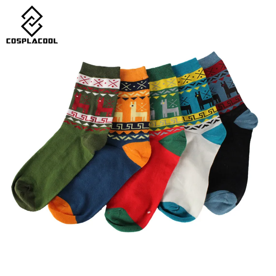 [COSPLACOOL]5 пар/лот Новое поступление мужские носки Модные цветные большого размера