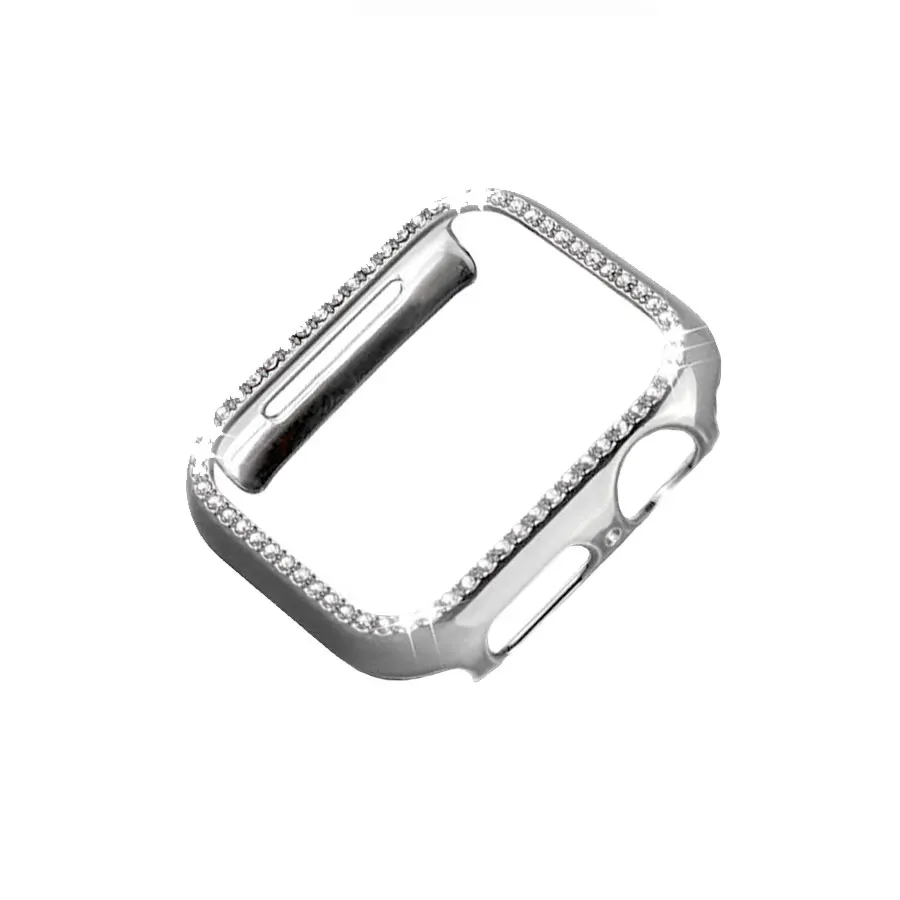 Silver Чехол Защитная крышка для Apple Watch 38 мм 44 мм Алмазный ПК позолоченный корпус часов для наручных часов iWatch серии 4/3/2/1 40 мм 42 мм - Цвет: Silver