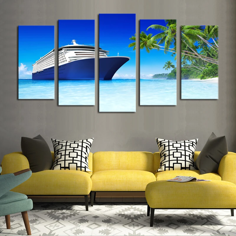 Luxry без рамки 5 панелей роскошный Круизный корабль фотография с видом на море