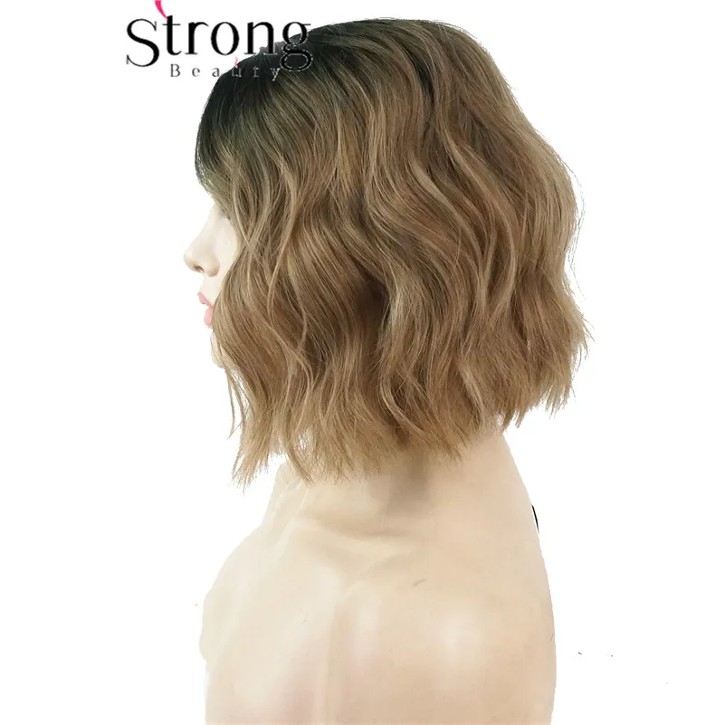 StrongBeauty короткий черный/коричневый Омбре Боб, боковая часть, без челки полный синтетический парик выбор цвета