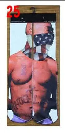 25 Повседневные носки с 3D принтом унисекс 2pac tupac чулок B.I.G Biggie маленький скейтборд хлопковые мужские носки-трубы средней высоты - Цвет: 25