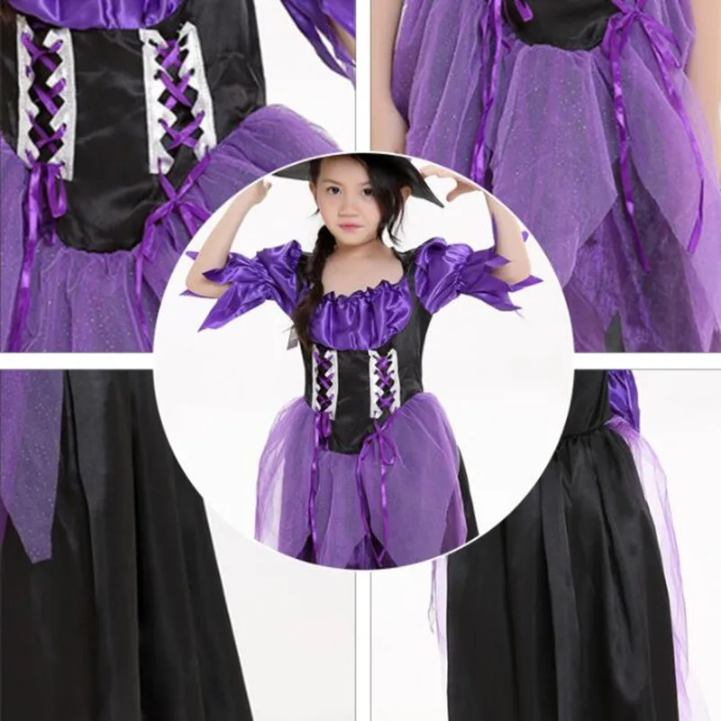 

New Children Girl Purple Witch Kids Witch Cosplay Costumes Masquerade Carnival Party Supplies Costume Halloween Christmas