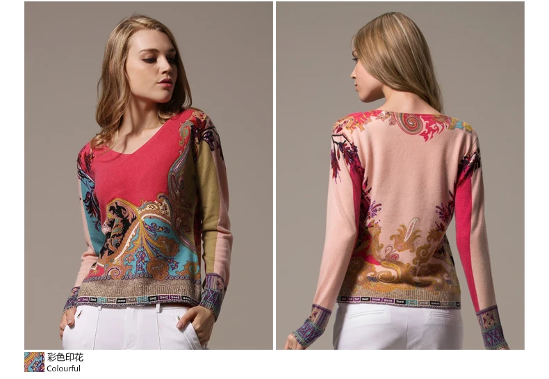 100% кашемировый свитер Женский пуловер с v-образным вырезом из натуральной ткани