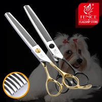 fenice 6 5 inch goldblack professional dog thinning scissors japan 440c pets hair shears thinning rate 45