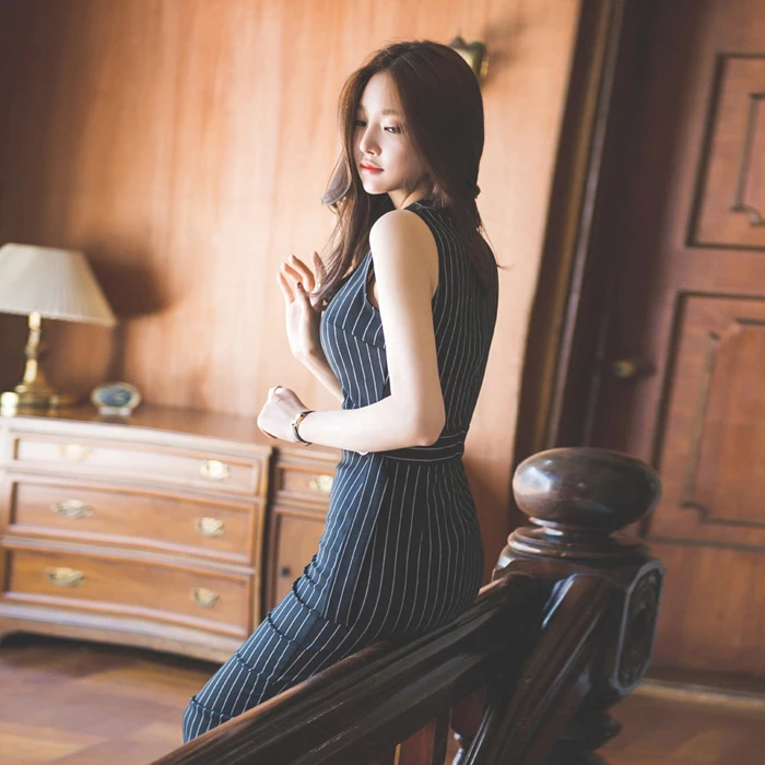 Оптовая продажа рукавов Женская летняя обувь платье в полоску с круглым вырезом