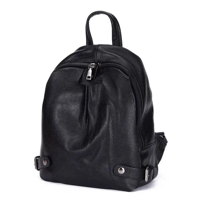 19-L6072 Black CHSANATO Genuine Leather Backpacks School Bags For Teenage Girls Backpack Female Shoulder Bags For Women Black - Цвет: 19-L6072 Black