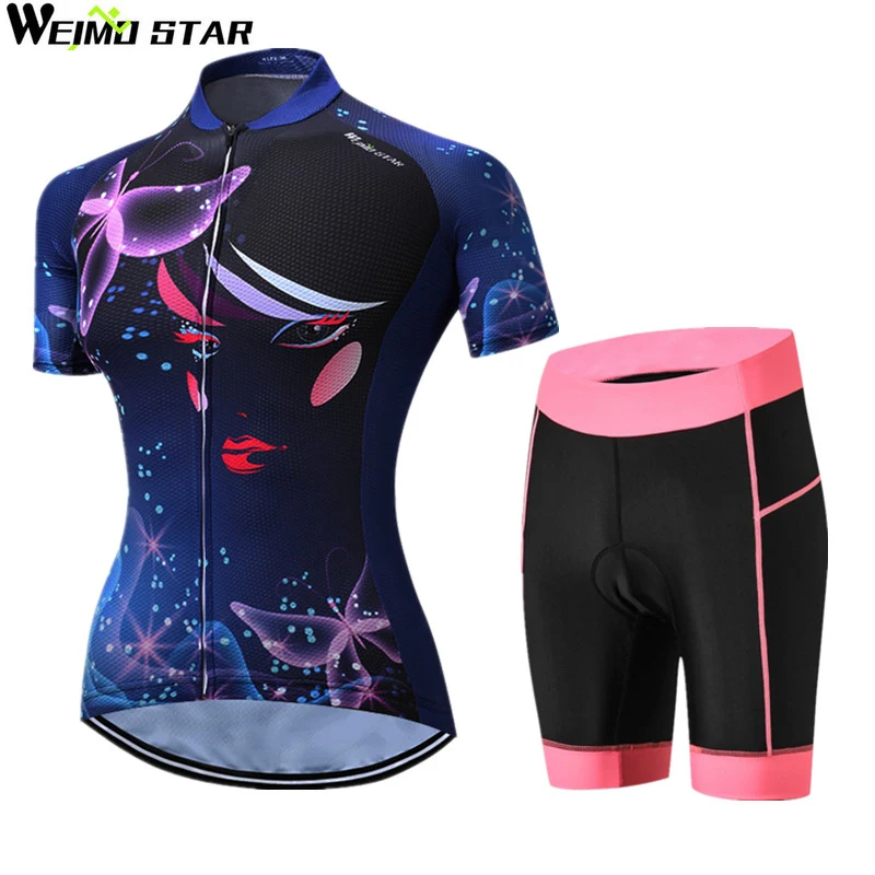 

Teleyi Short Sleeve MTB Bike Clothing Women Breathable Cyling Jersey Set Ropa Ciclismo 100% Polyester Bicycle Jersey Clothes