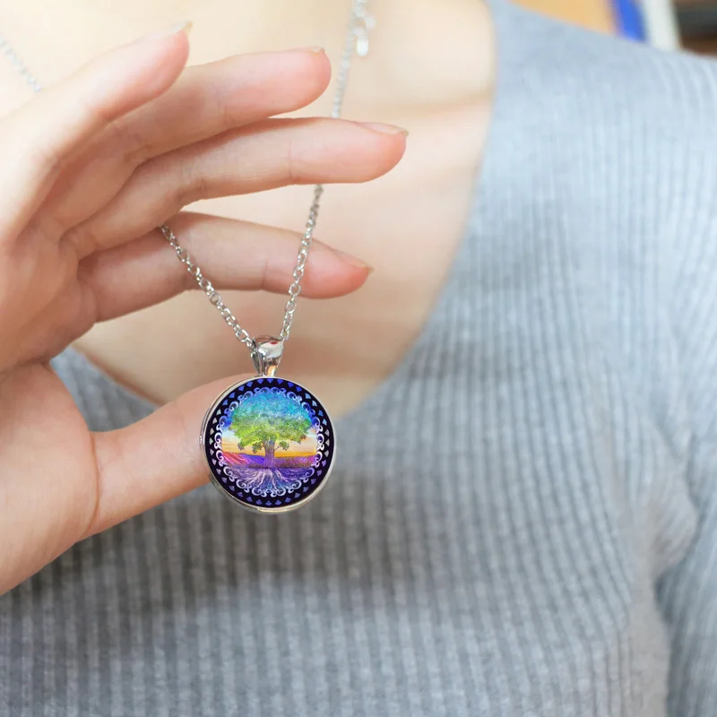 Ожерелье чокер с разноцветными круглыми кулонами стеклянный кулон ожерелье