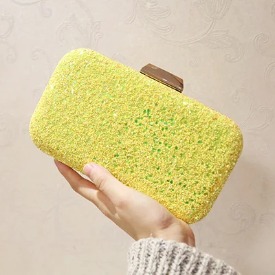 Yellow Блестящий женский клатч с блестками, вечерняя сумка для вечеринки, женская сумка на плечо с цепочкой на ремешке, вечерние, желтые, для банкета, ручная сумка - Цвет: Yellow