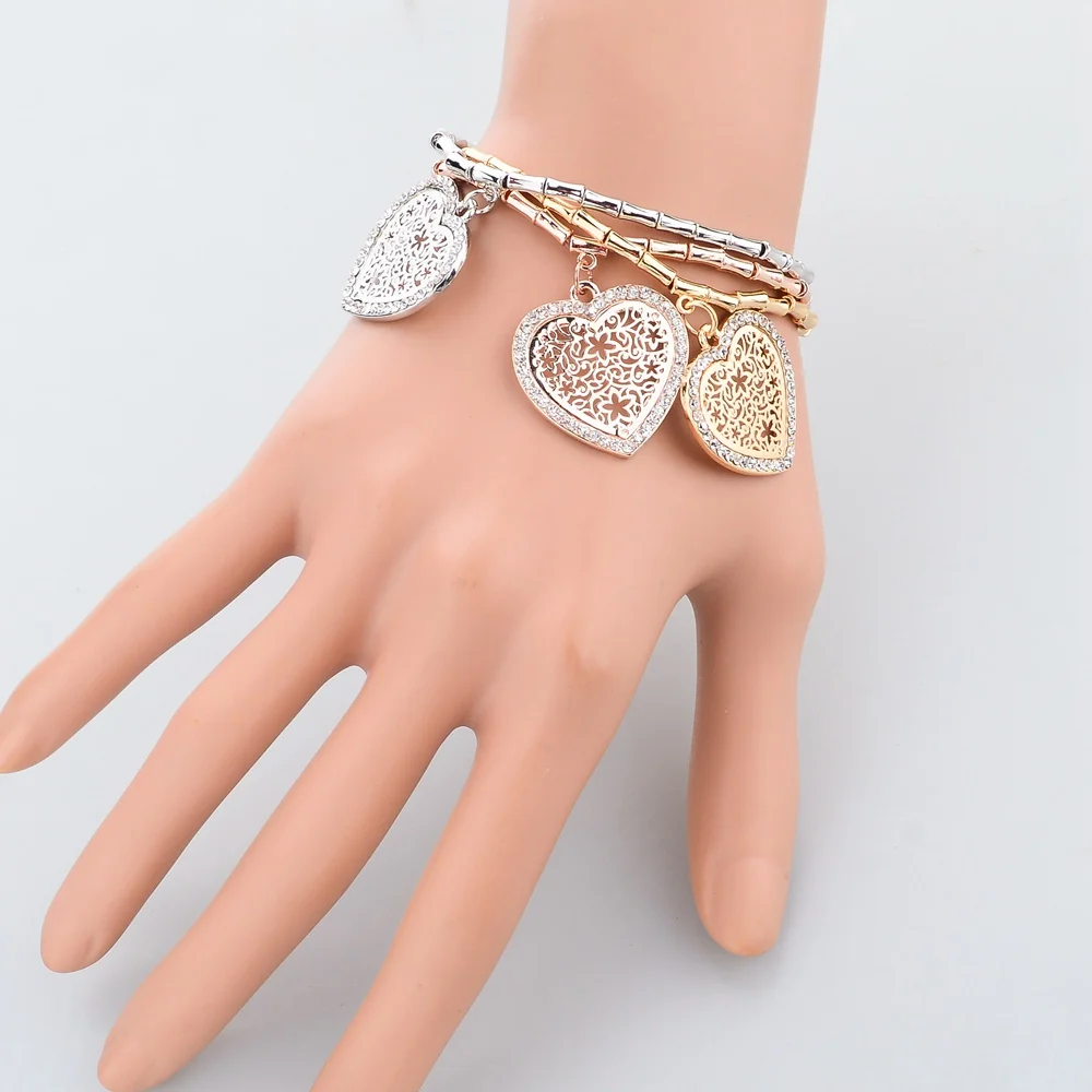 Женский винтажный эластичный браслет LongWay золотого цвета с подвеской в форме