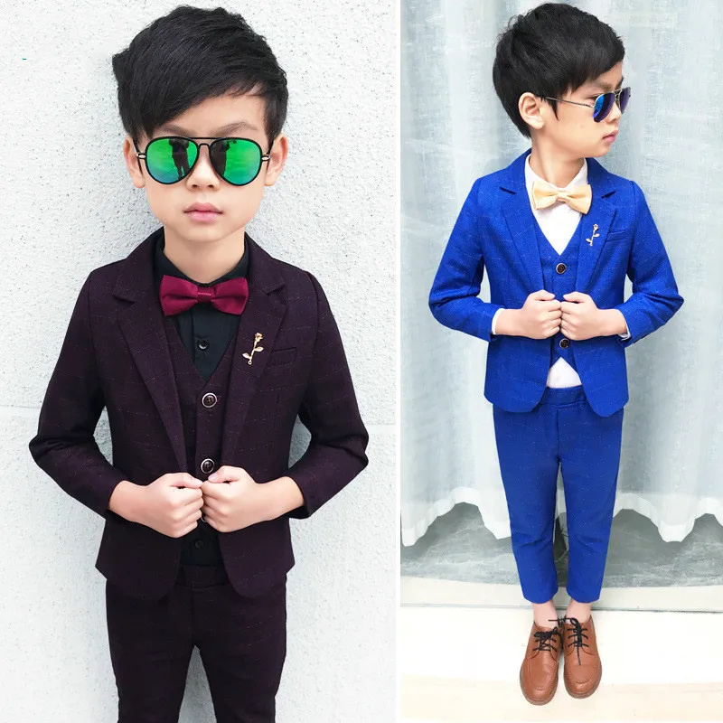 3 шт. блейзер для мальчиков жилет и брюки|Костюмы| |