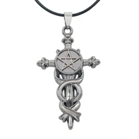 vintage alloy cross five pointed star pendant necklaces choker kuroshitsuji sealed mysterious power sword men necklace jewelry