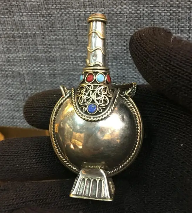 Тибетская Серебряная бронзовая Металлическая Статуя мозаика коралловый