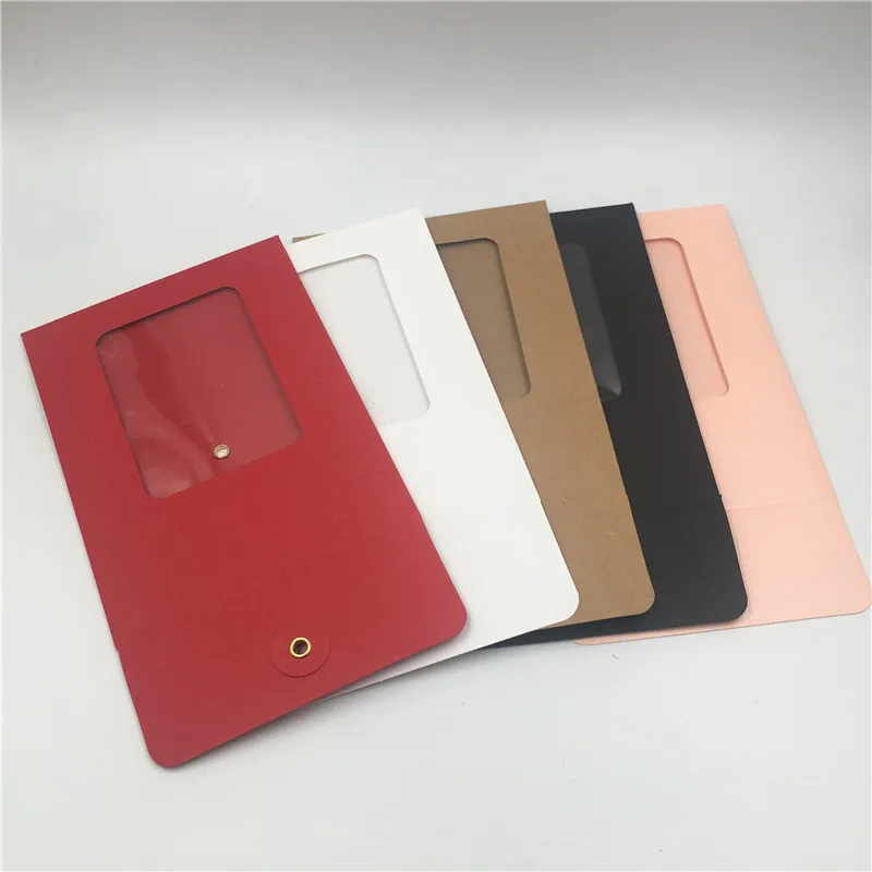 

14x10.5cm 20Sets/Lot Colorful Envelops Design Paper Cardboard Bags With Jewelry Cards For Display Necklace Collar Chains Packing