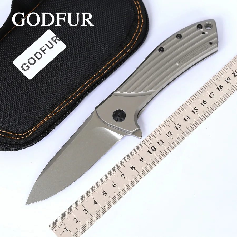 GODFUR ZT 0801 тактический складной нож с шарикоподшипником лезвие D2 титановая ручка
