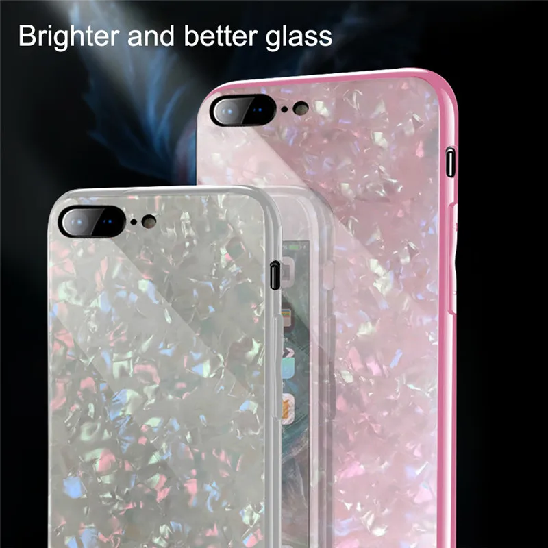 10 шт. блестящий чехол из закаленного стекла для iPhone X Жесткий Чехол 8 7 6 6s Plus