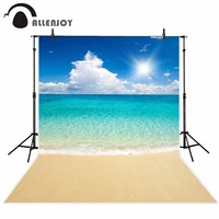 allenjoy backdrop for photographic studio beautiful sandy beach tropical sea blue sky white clouds background summer photocall