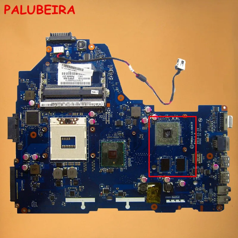 Материнская плата PALUBEIRA для ноутбука Toshiba Satellite C660 K000114920 LA-6847P Rev 1.0 HM55 HD 5430 DDR3.