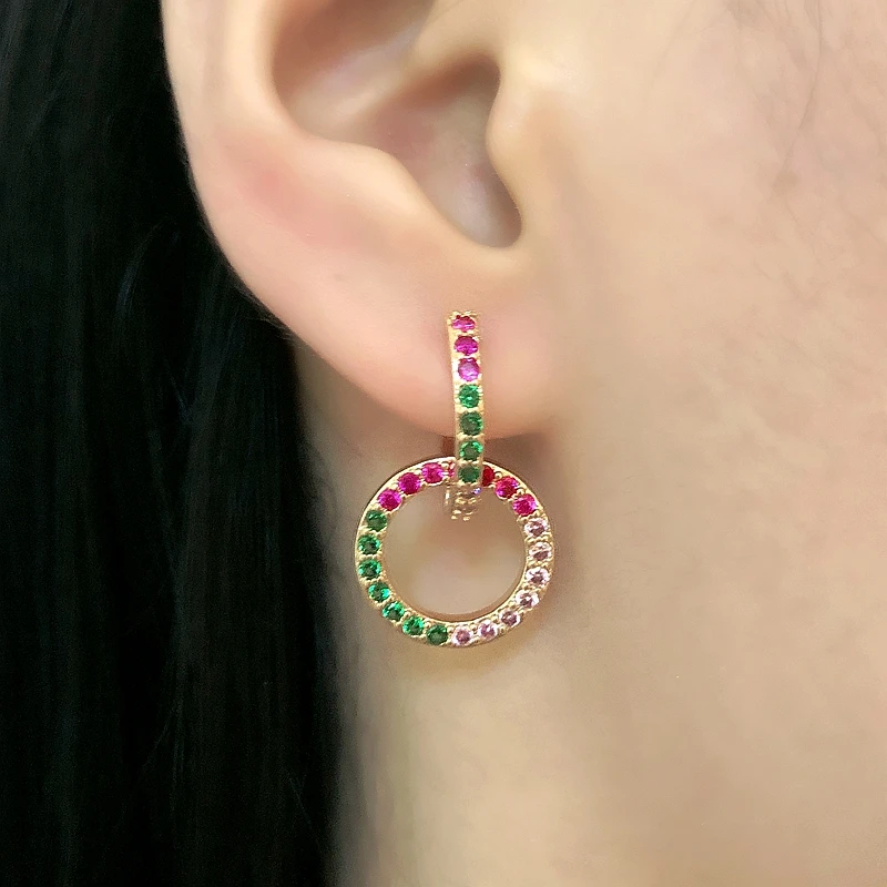 Женские круглые серьги-кольца двухцветные Винтажные серьги золотого цвета с