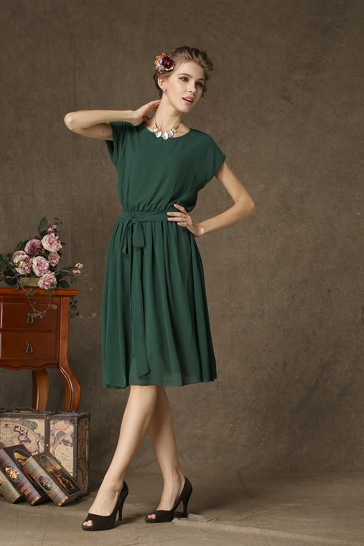 Холодное Зеленое Шифоновое Платье 2018 летние женские Модные Зеленые платья