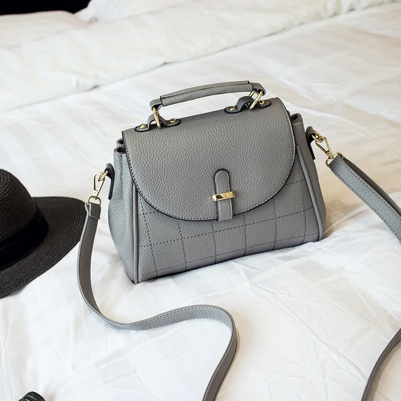 Fashion Korean Women Bag PU Leather Handbags Pure Color Shoulder Plaid Small Flap Crossbody Bags for Messenger | Багаж и сумки