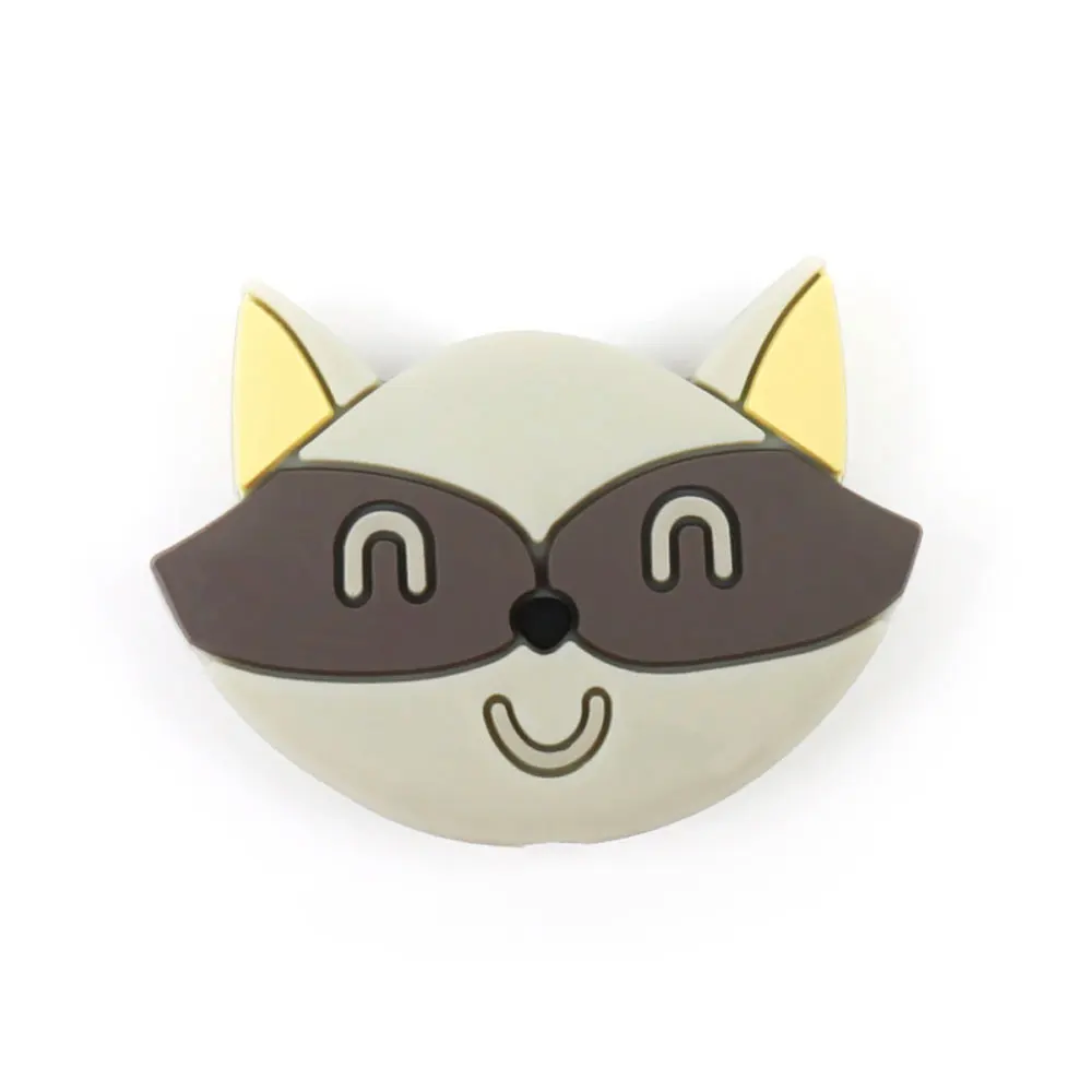Light Gray Glass Fox 3 шт силиконовые бусины в виде панды и лисы, силиконовые бусины для прорезывания зубов, 3 см, силиконовые шарики в виде животных, пчелы, оленя, перлы, Товары для малышей - Цвет: Light Gray Glass Fox
