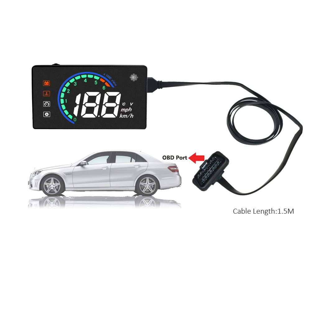 EANOP A08 HUD Head дисплей Автомобильный спидометр OBD II скоростной проектор для