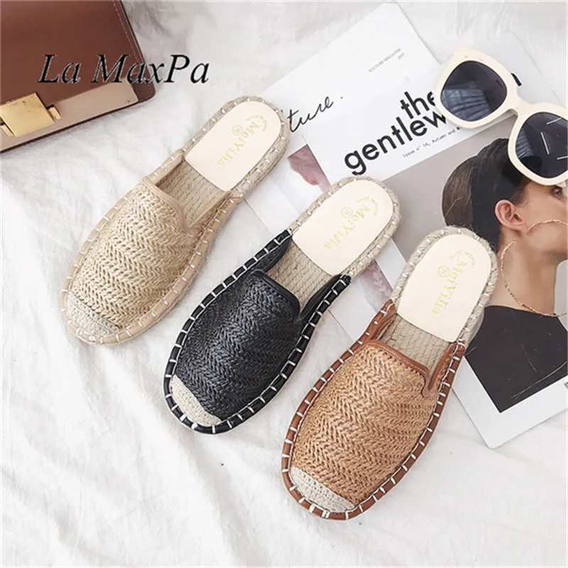 Шлепанцы женские сетчатые дышащие сандалии на плоской подошве плетеные пляжные