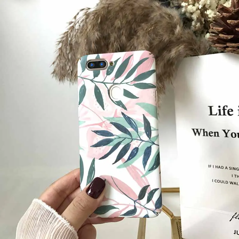 JIBAN Korean style fresh leaves Phone Case for oppor iphone R9 R9S 9Rplus R9Splus R11s R11splus OPPO A57 A59 A79 A83 Cover |