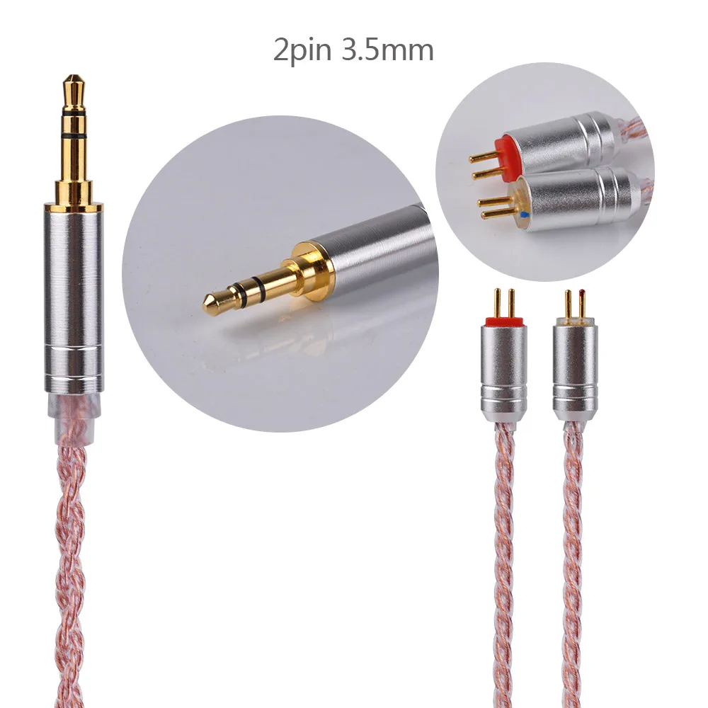 Новый Yinyoo 6 ядро розовый Медь кабель 2 5/3 5/4 4 мм балансный с MMCX/2PIN разъем для BLON BL 03 01