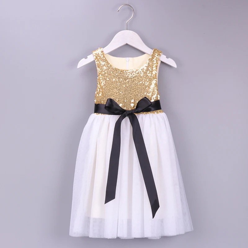 Платье с цветочным узором для девочек золотые платья-пачки блестками летнее