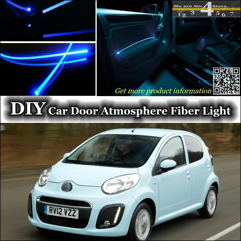 

Для Citroen C1 внутренний окружающий свет Настройка атмосфера волоконно-оптический ленсветильник свет s Внутреннее освещение дверной панели (н...