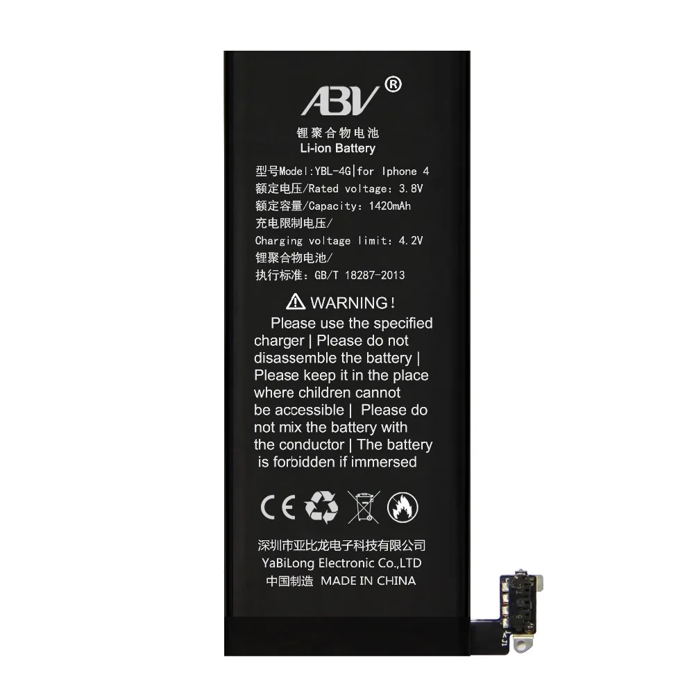 Высокое качество оригинальный ABV батарея ip4 для iphone 4 4G IP4 с бесплатным ремонтом
