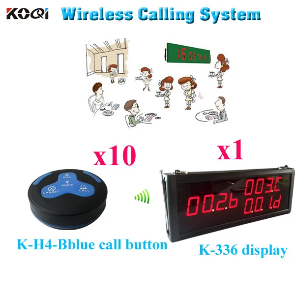 Wireless Monitoring System Digit Coaster Pager Call Waiter Improve Restaurant Level(1pcs display+10pcs call button)